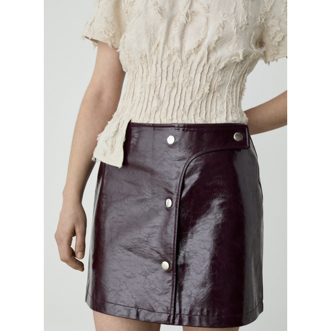 Laagam Lena Faux Leather Skirt Plum