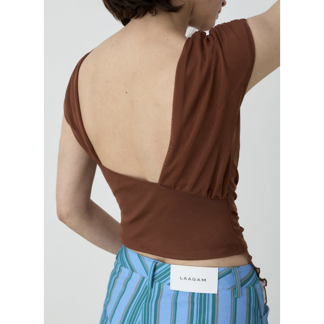 Laagam Gemini Draped Top Brown
