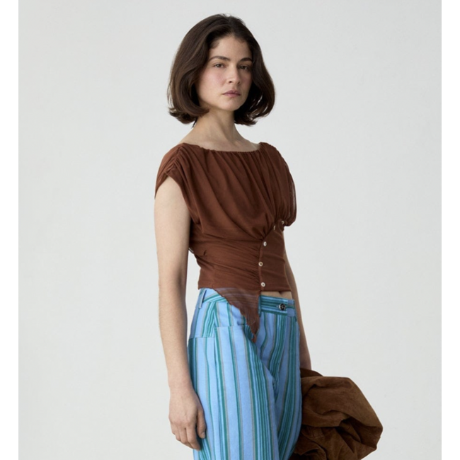 Laagam Gemini Draped Top Brown