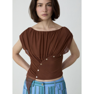 Laagam Gemini Draped Top Brown