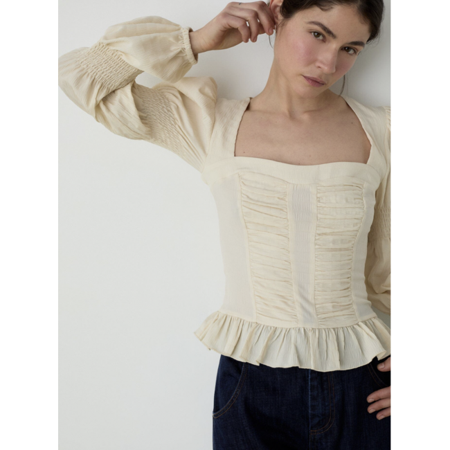 Laagam Mary Ecru Textured Blouse