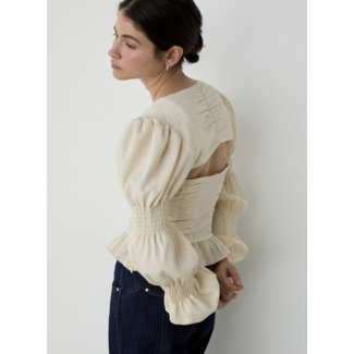 Laagam Mary Ecru Textured Blouse