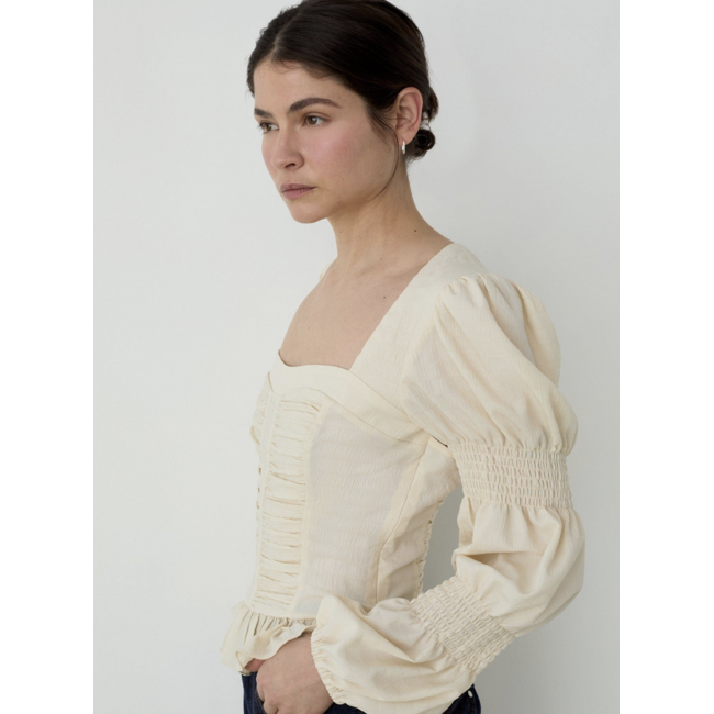 Laagam Mary Ecru Textured Blouse
