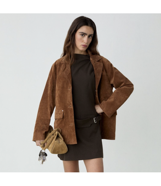 Laagam Maira Suede Jacket Brown