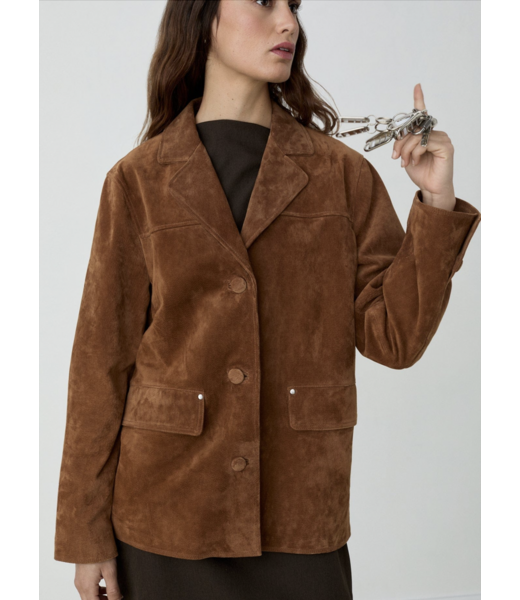 Laagam Maira Suede Jacket Brown