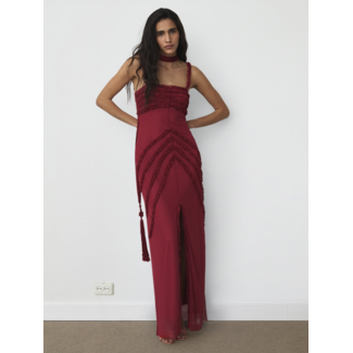 Laagam Arabella Rufled Dress Red