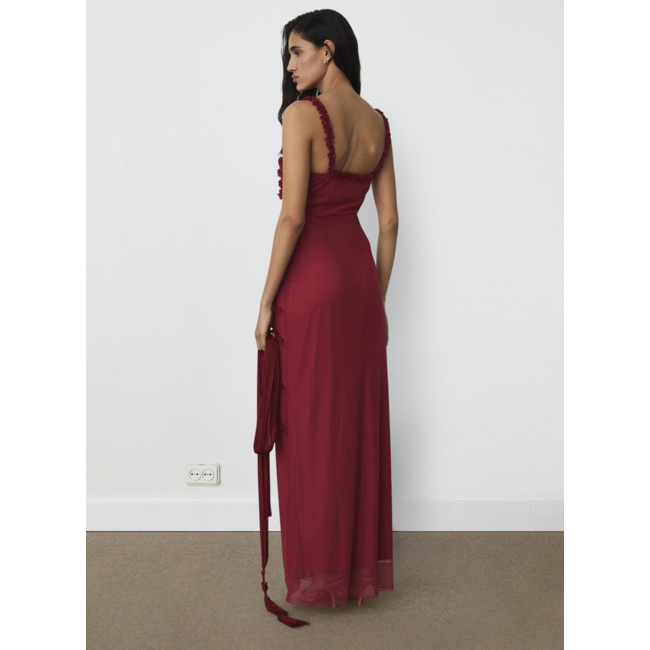Laagam Arabella Rufled Dress Red