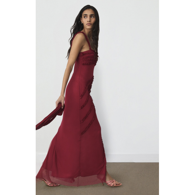 Laagam Arabella Rufled Dress Red