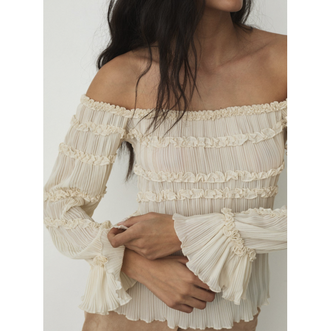 Laagam Petra Textured Blouse Ecru