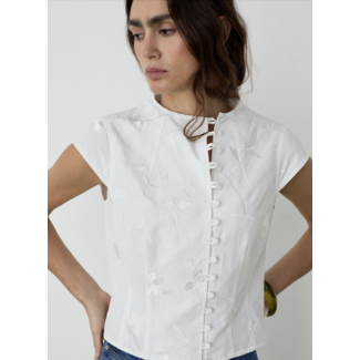 Laagam PRE ORDER Melani Asymmetric Blouse White