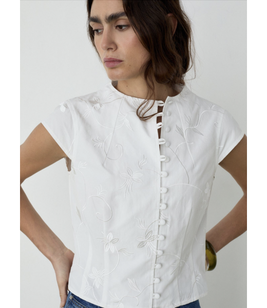 Laagam Melani Asymmetric Blouse White