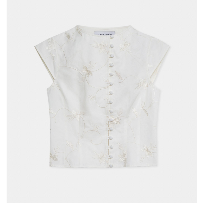 Laagam Melani Asymmetric Blouse White