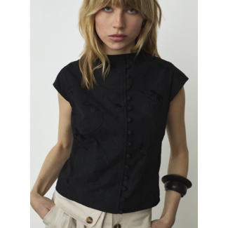 Laagam Melani Asymmetric Blouse Black