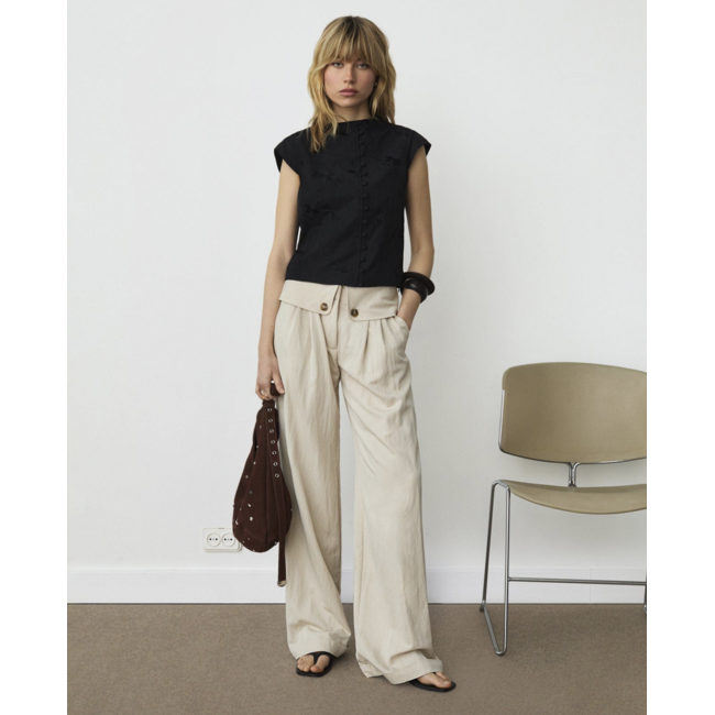 Laagam Melani Asymmetric Blouse Black