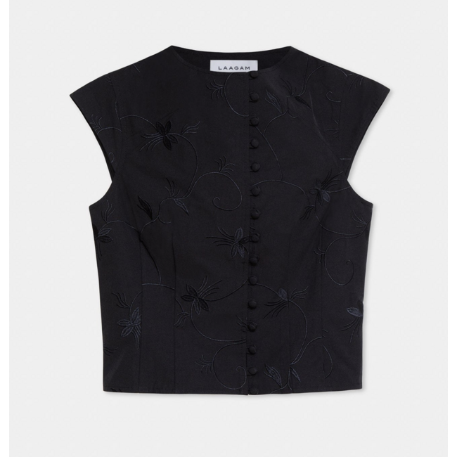 Laagam Melani Asymmetric Blouse Black