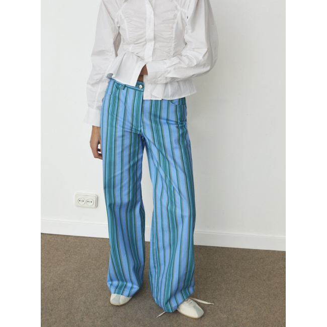 Laagam Leroy Twill Pants Striped Blue