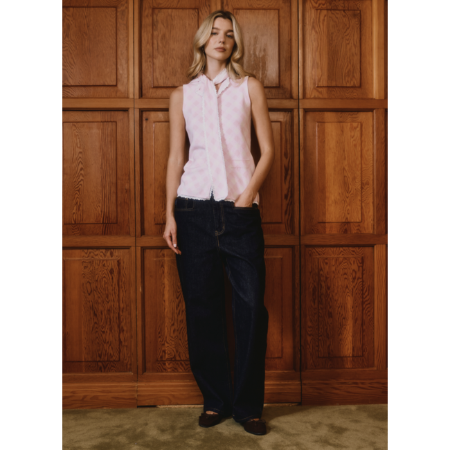 House of Sunny Pink Ladies Peggy Vest w Scarf Blush