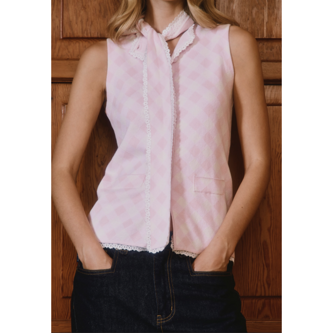 House of Sunny Pink Ladies Peggy Vest w Scarf Blush