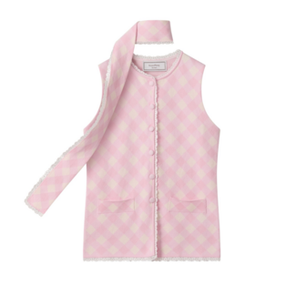 House of Sunny Pink Ladies Peggy Vest w Scarf Blush