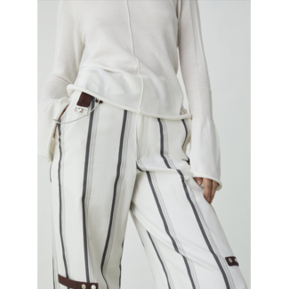 Laagam Velia Striped Pants White