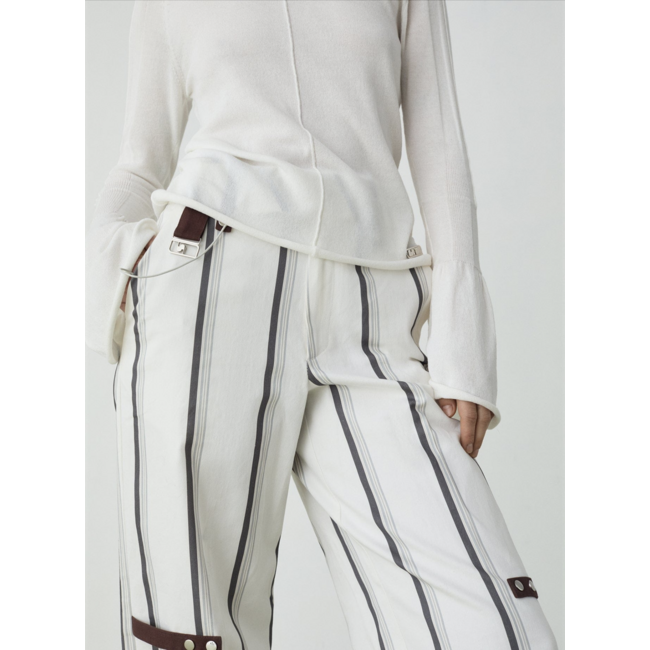 Laagam Velia Striped Pants White