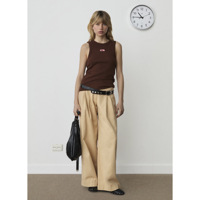 Laagam Embroidered Logo Tank Top Brown