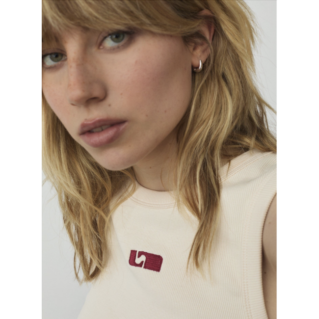 Laagam Embroidered Logo Tank Top Ecru