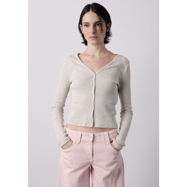 SEASONS BY MACABLA Ribbed Cardigan Grey