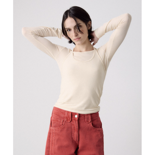 SEASONS BY MACABLA Overlay Top Ecru