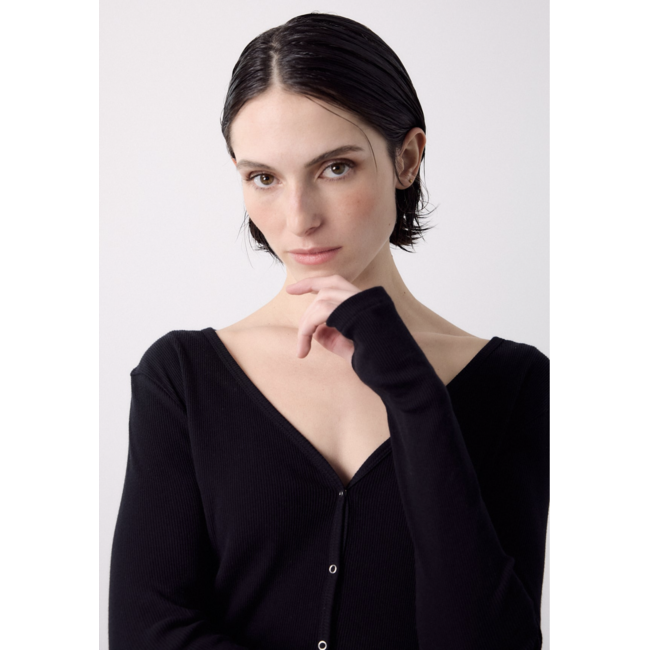 Macabla Ribbed Cardigan Black