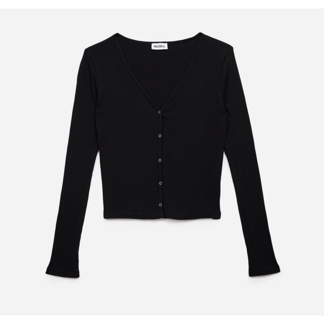 SEASONS BY MACABLA Ribbed Cardigan Black