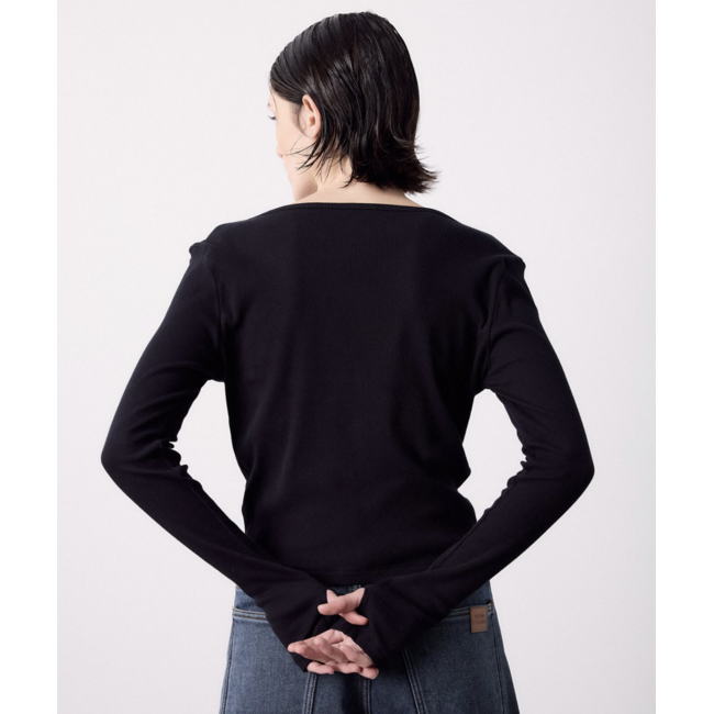 SEASONS BY MACABLA Ribbed Cardigan Black