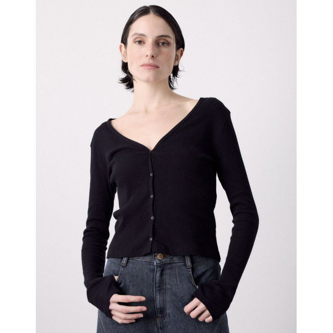 Macabla Ribbed Cardigan Black