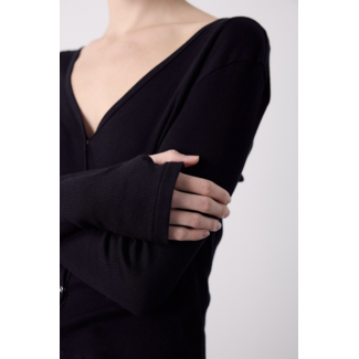 Macabla Ribbed Cardigan Black