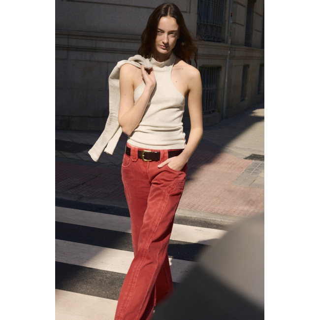 SEASONS BY MACABLA Straight Trousers Red