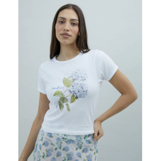 House of Sunny Hydrangea Baby Tee White