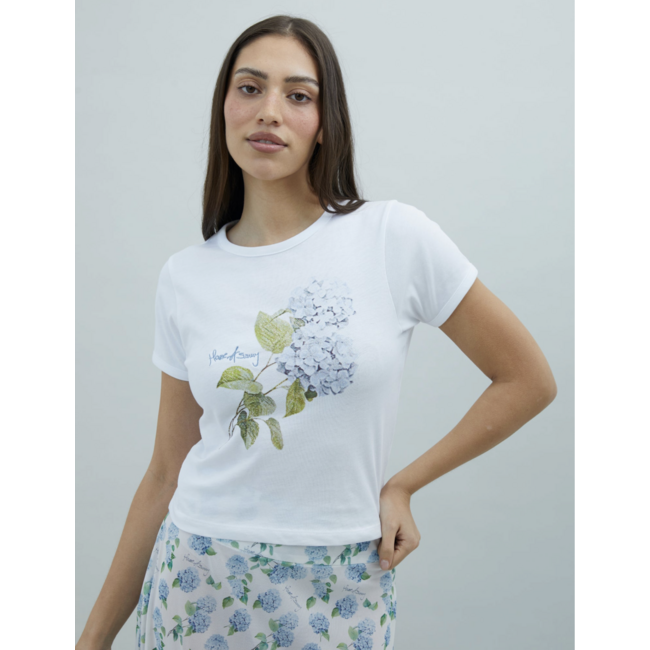 House of Sunny Hydrangea Baby Tee White