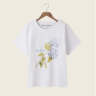 House of Sunny Hydrangea Baby Tee White
