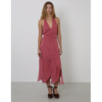 SEASONS BY MACABLA Polka Dot Halter Dress Pink