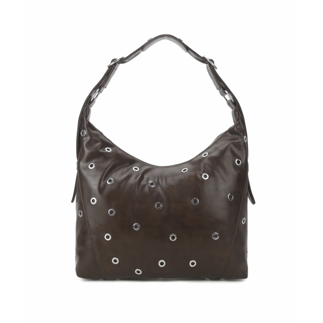 SILFEN Studio Ellie Crossbody Eyelet Bag Dark Brown