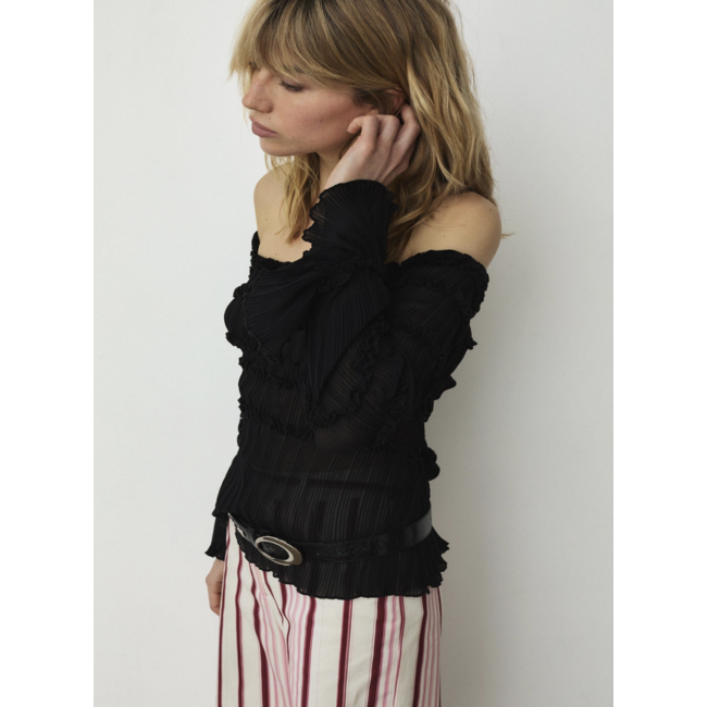 Laagam Petra Textured Blouse Black