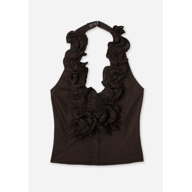 Macabla Ruffles Top Brown