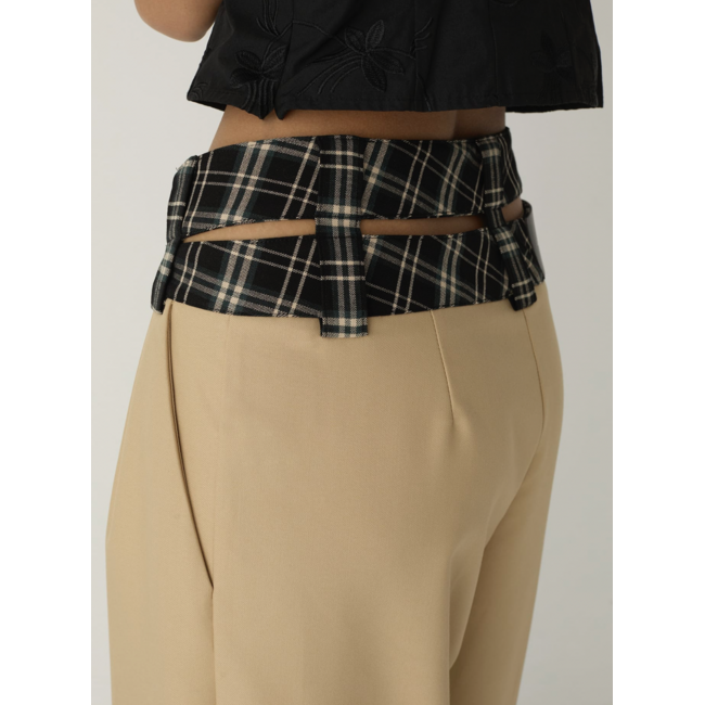 Laagam Smith Tailored Pants Check Sand