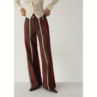 Laagam Leroy Striped Pants Dark Brown