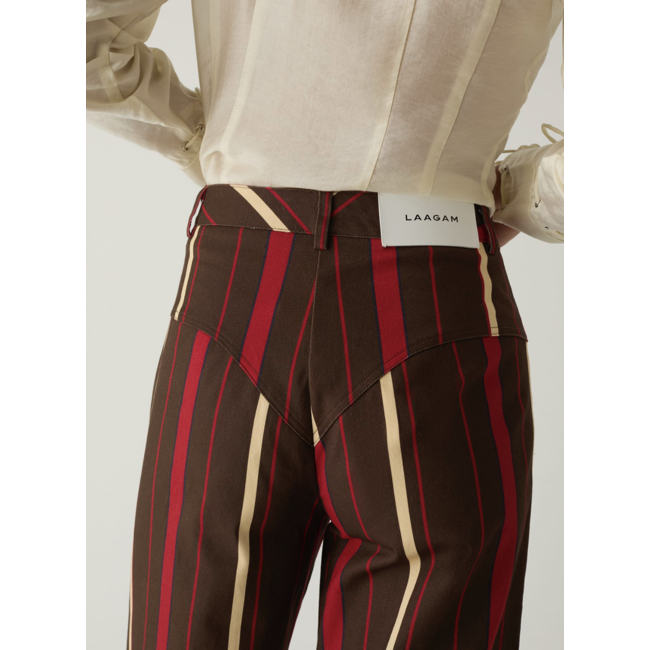Laagam Leroy Striped Pants Dark Brown