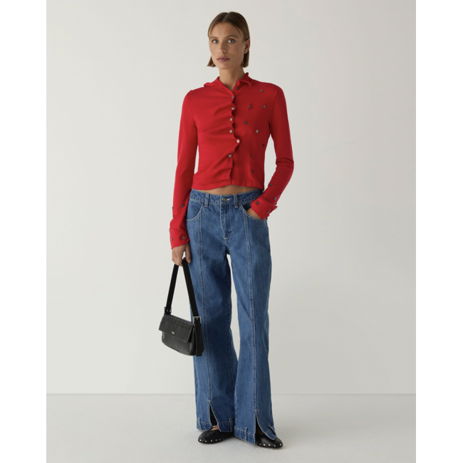 Laagam Fia Butonned Cardigan Red