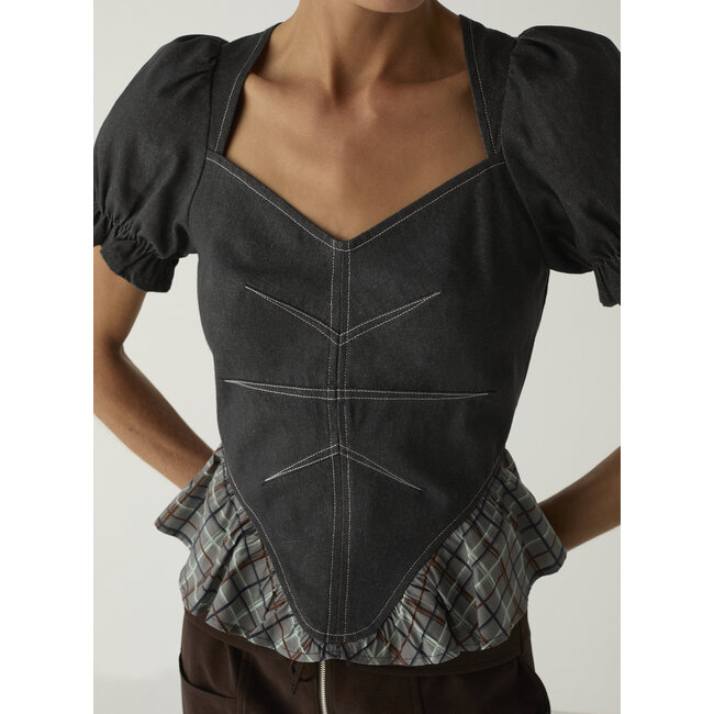 Laagam Regina Puff Sleeve Blouse Grey