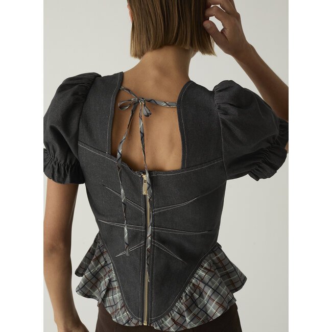 Laagam Regina Puff Sleeve Blouse Grey
