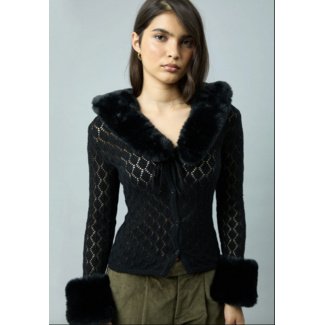 House of Sunny Classic Peggy Fur Cardigan Midnight