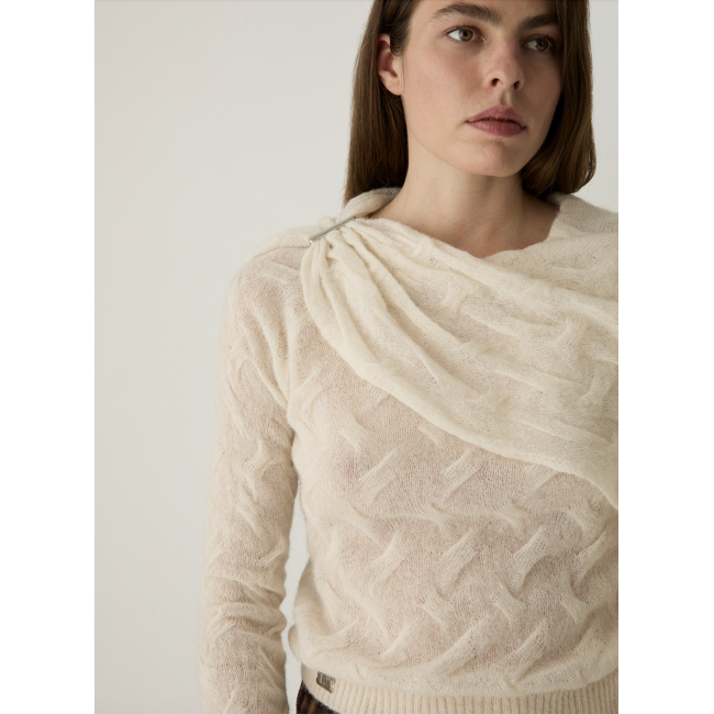 Laagam Parker Textured Knit Ecru